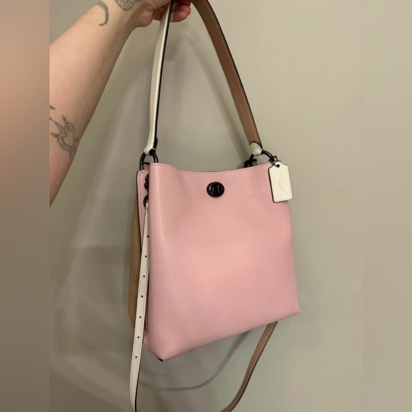 Coach Handbags - Coach Pebbled Leather colourblock pink and brown bag